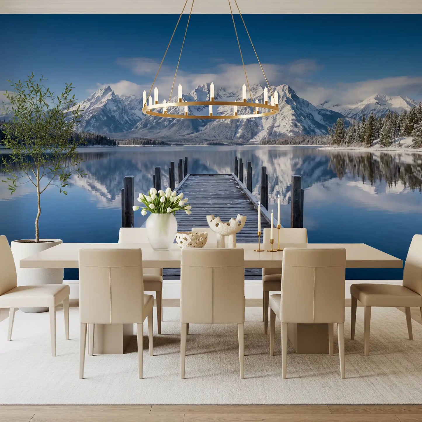 Winter Peaks Reflection Wall Mural