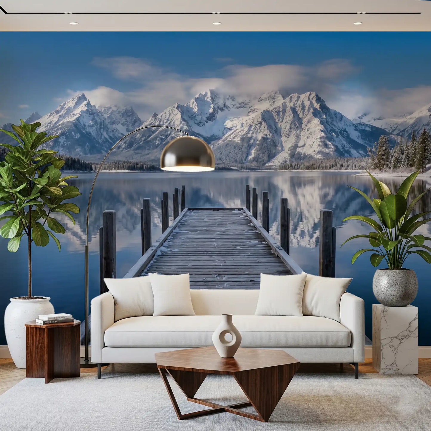 Winter Peaks Reflection Wall Mural