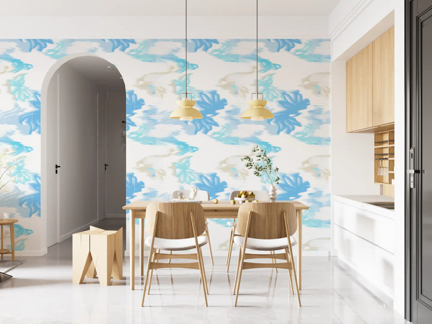 Modern blue wallpaper featuring Fluid Serenity layered gradient look