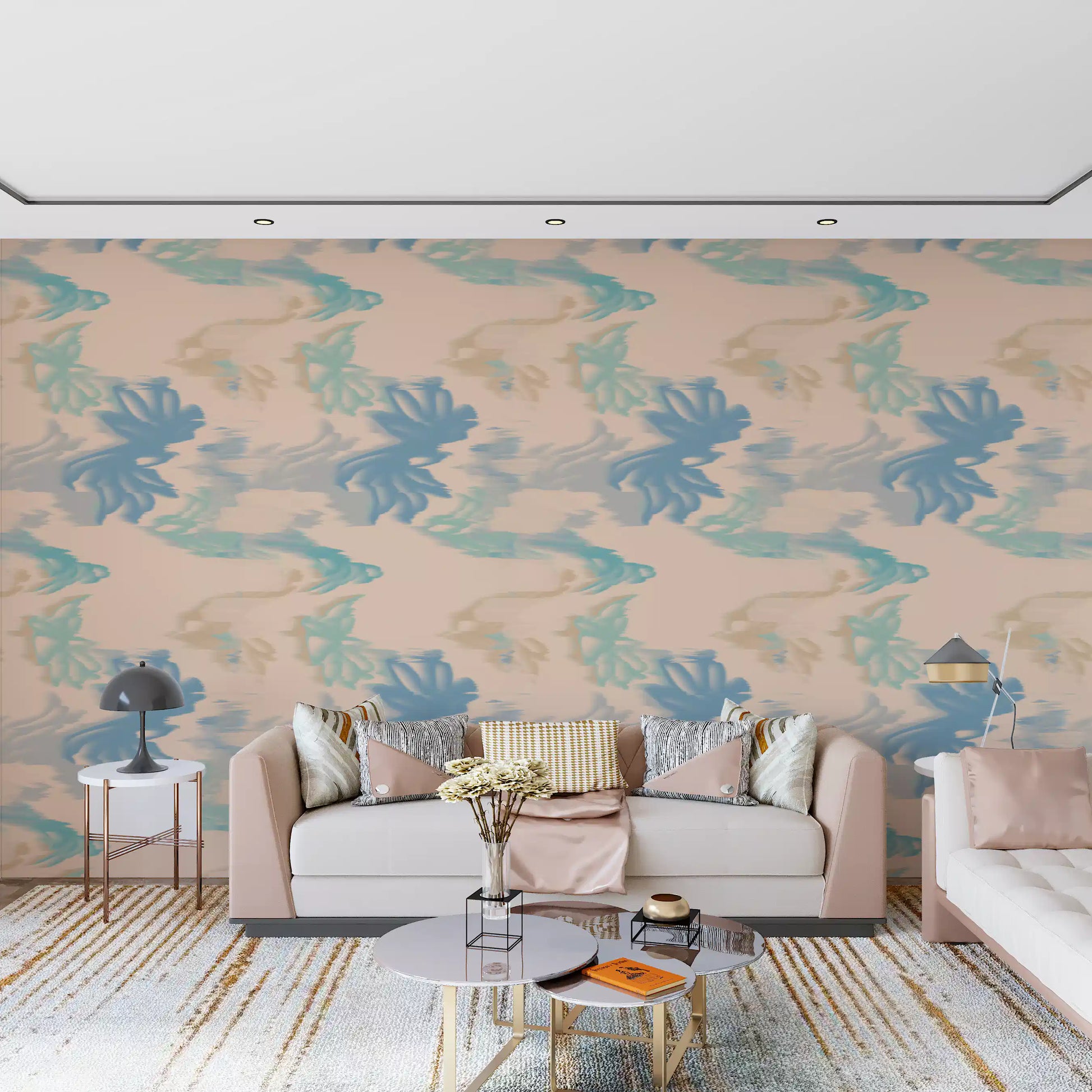 Aqua Drift Abstract wallpaper with blended aqua tones and flowing pattern