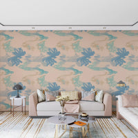Aqua Drift Abstract wallpaper with blended aqua tones and flowing pattern