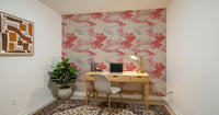 Office wall featuring Soft Blush Flow wallpaper with smooth abstract texture