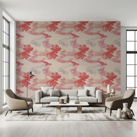 Hallway interior using Soft Blush Flow wallpaper in soft pink gradient tones
