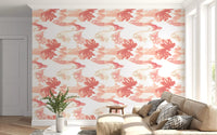 Soft coral wallpaper pattern showing Coral Mist Flow layered wave effect