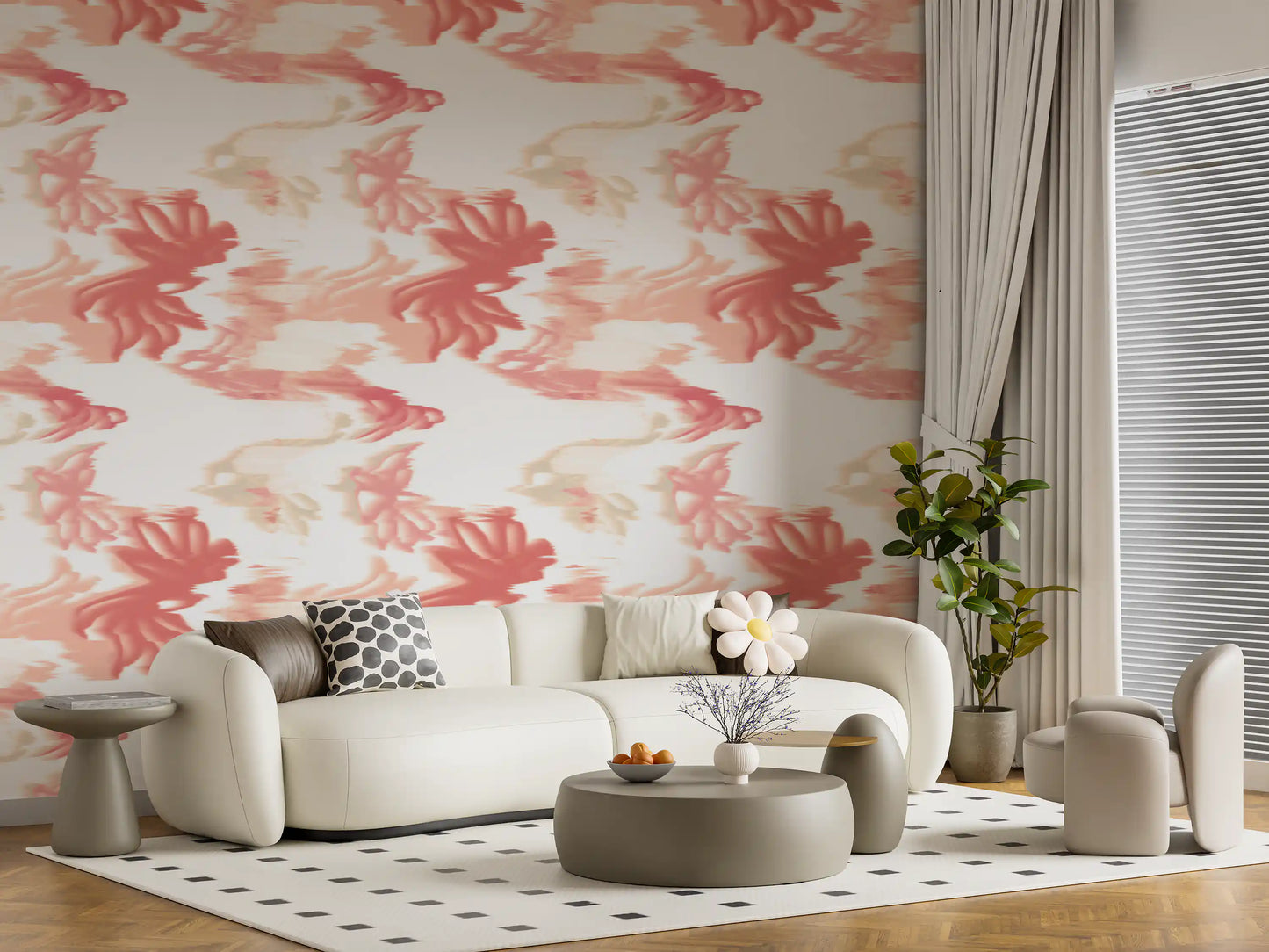Coral Mist Flow wallpaper with airy abstract pattern and subtle texture