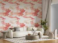 Coral Mist Flow wallpaper with airy abstract pattern and subtle texture