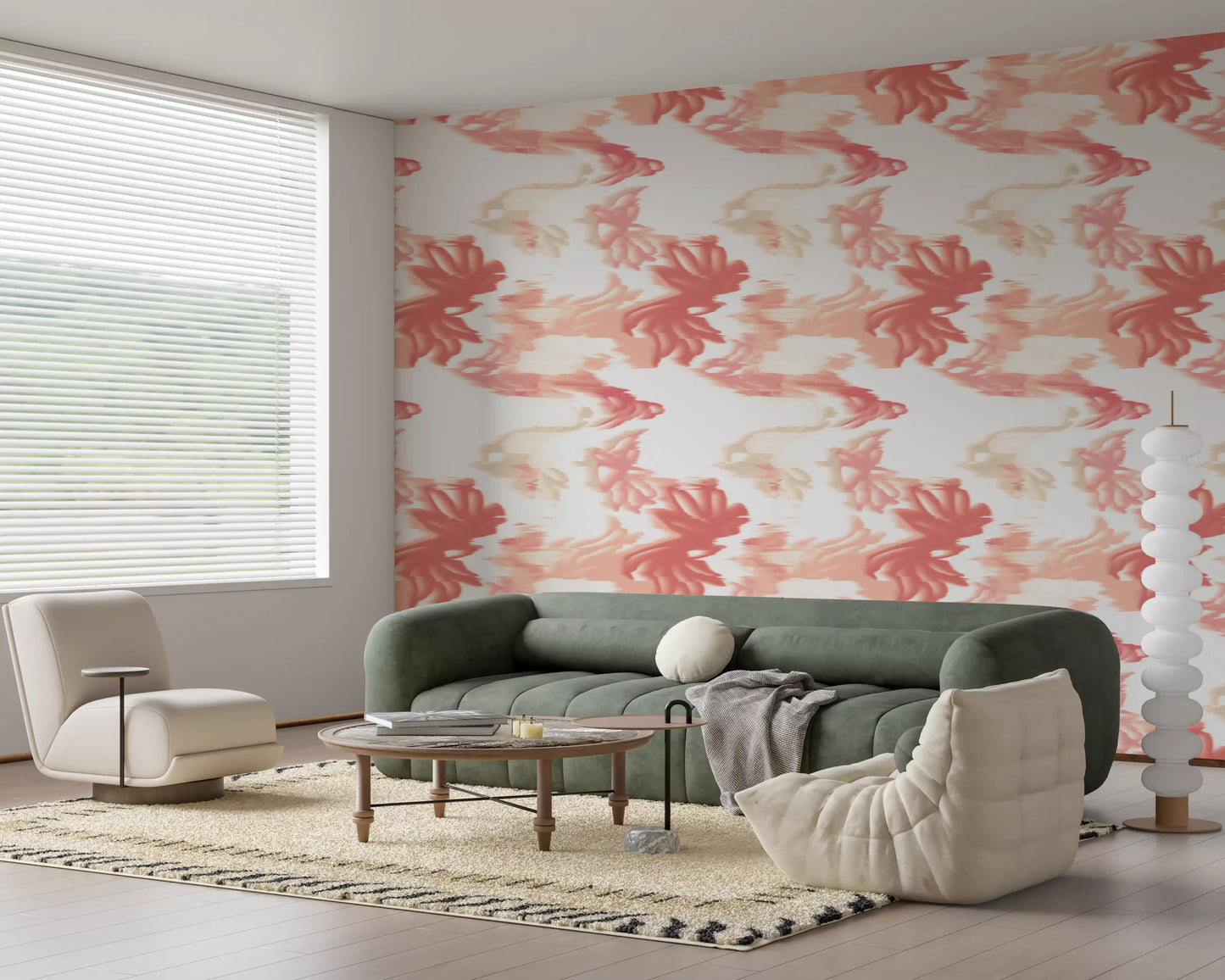 Abstract coral wallpaper design with Coral Mist Flow gentle transitions
