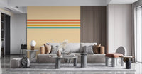 Horizontal stripe wall mural featuring Retro Stripe Revival soft tones