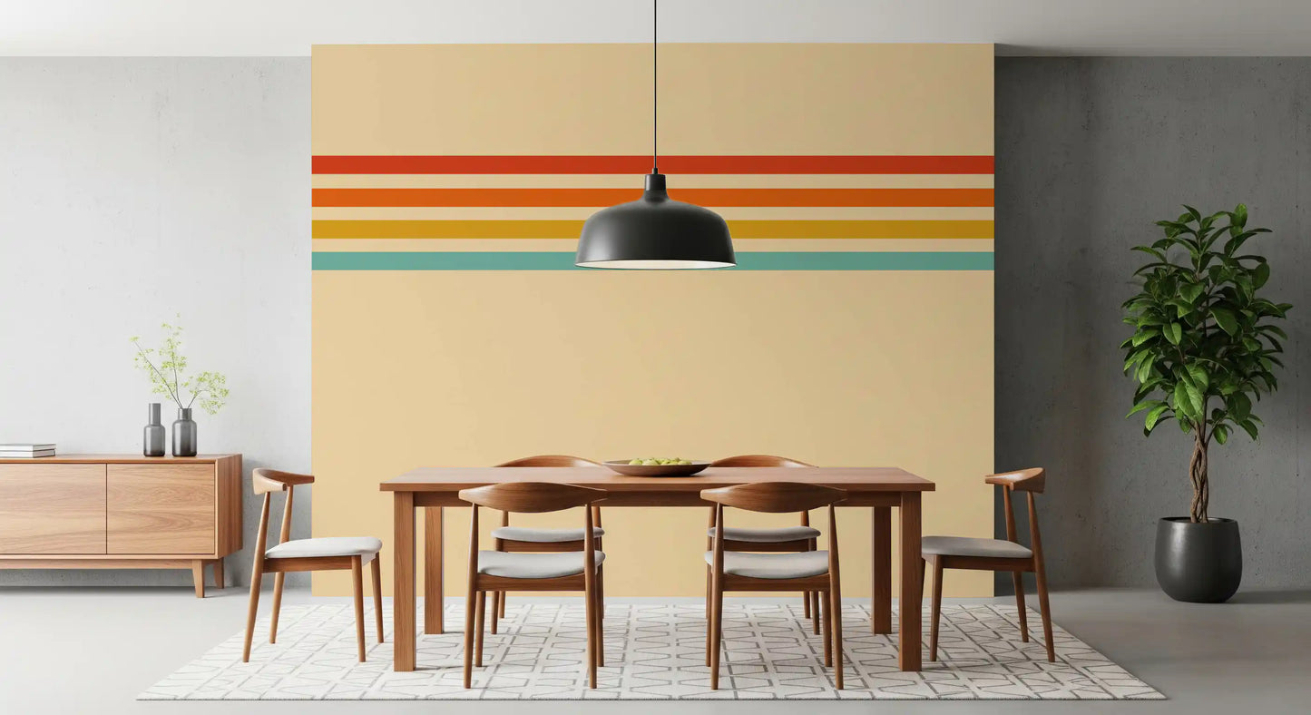 Retro Stripe Revival wall mural showing balanced horizontal stripe design