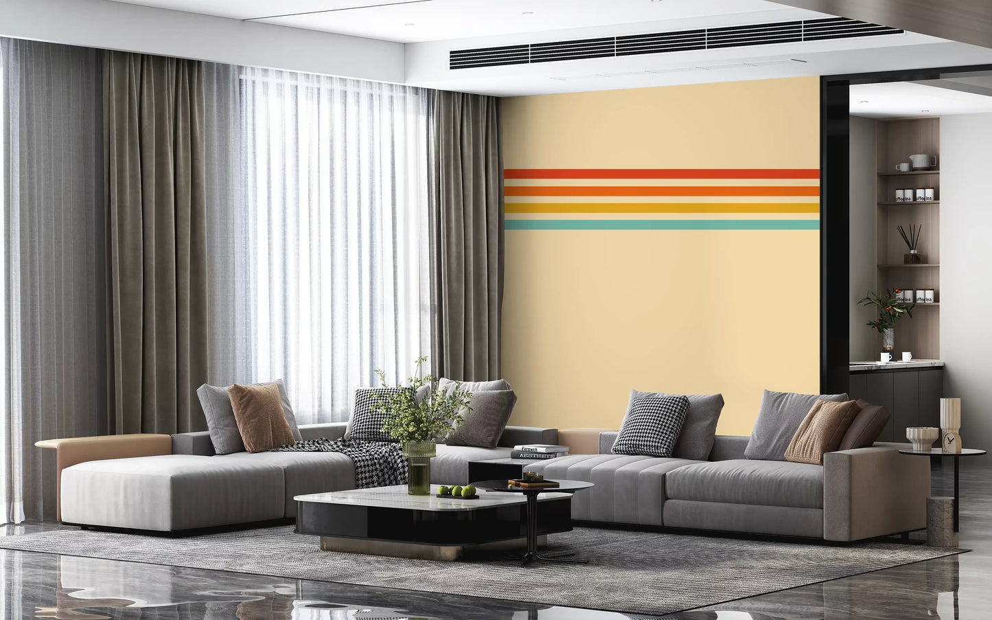 Minimal stripe wall mural with Retro Stripe Revival clean pattern layout