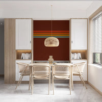 Geometric stripe wall mural featuring Retro Stripe Horizon color bands
