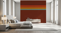 Bedroom space using Retro Stripe Horizon wall mural horizontal lines