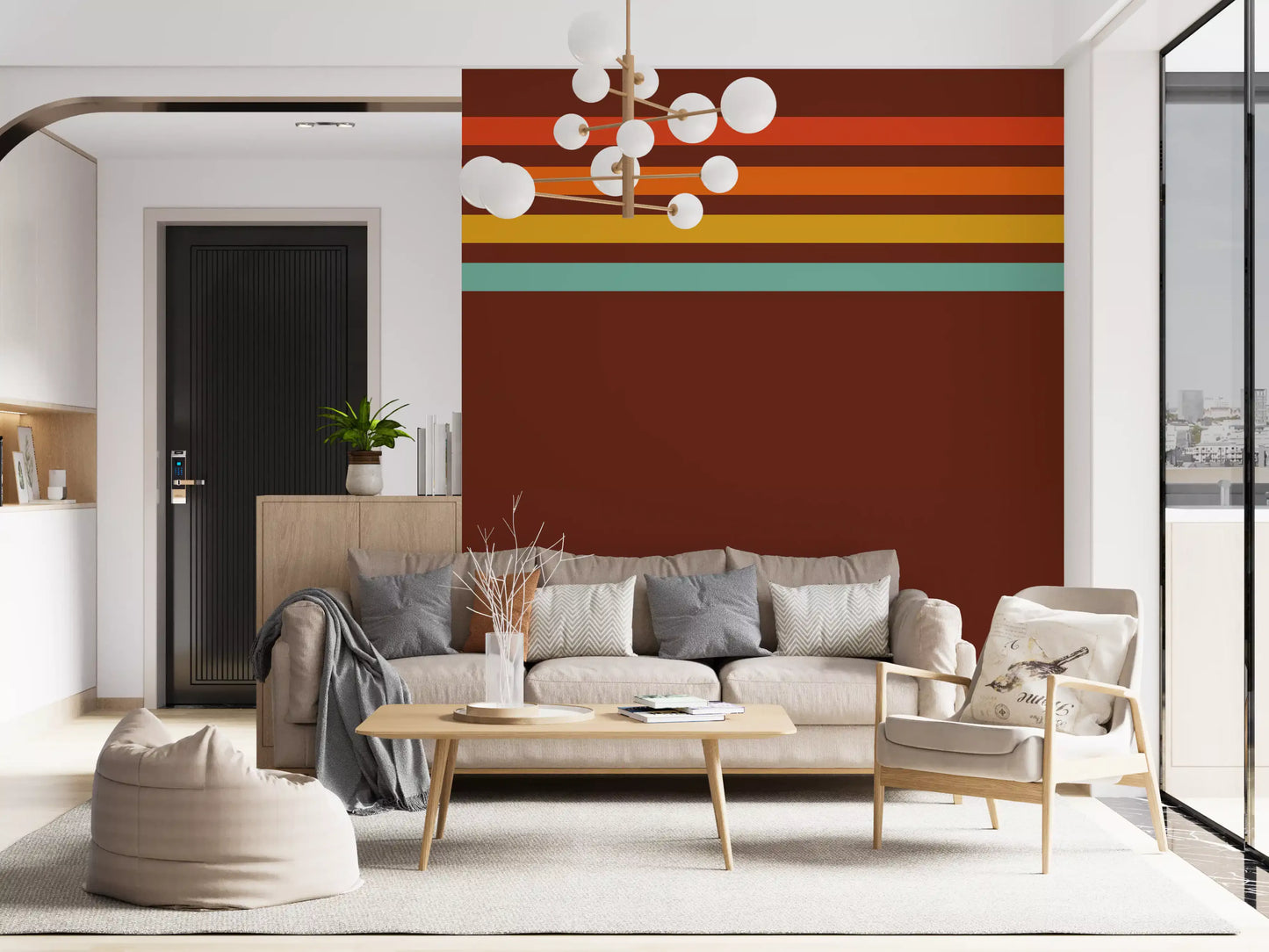 Retro Stripe Horizon wall mural showing layered horizontal stripe design