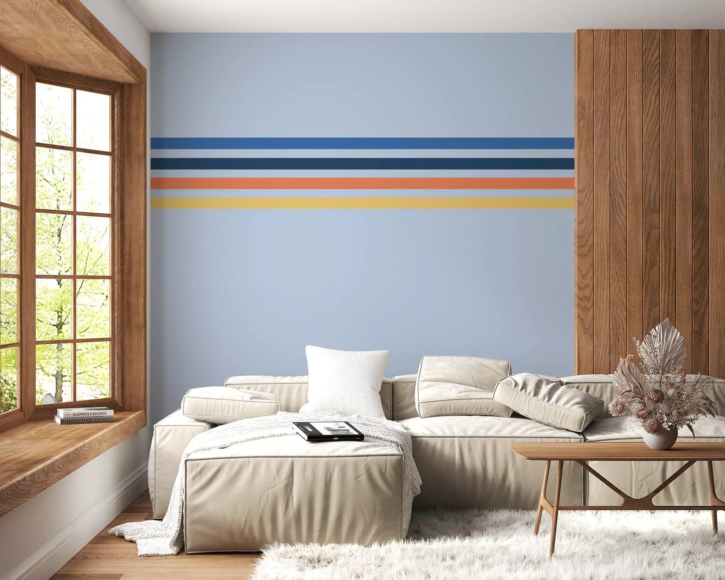Retro Horizon Stripes Wall Mural