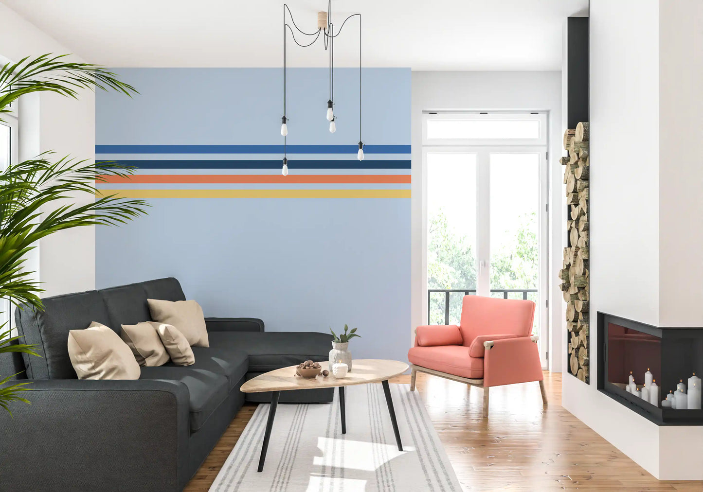 Retro Horizon Stripes Wall Mural