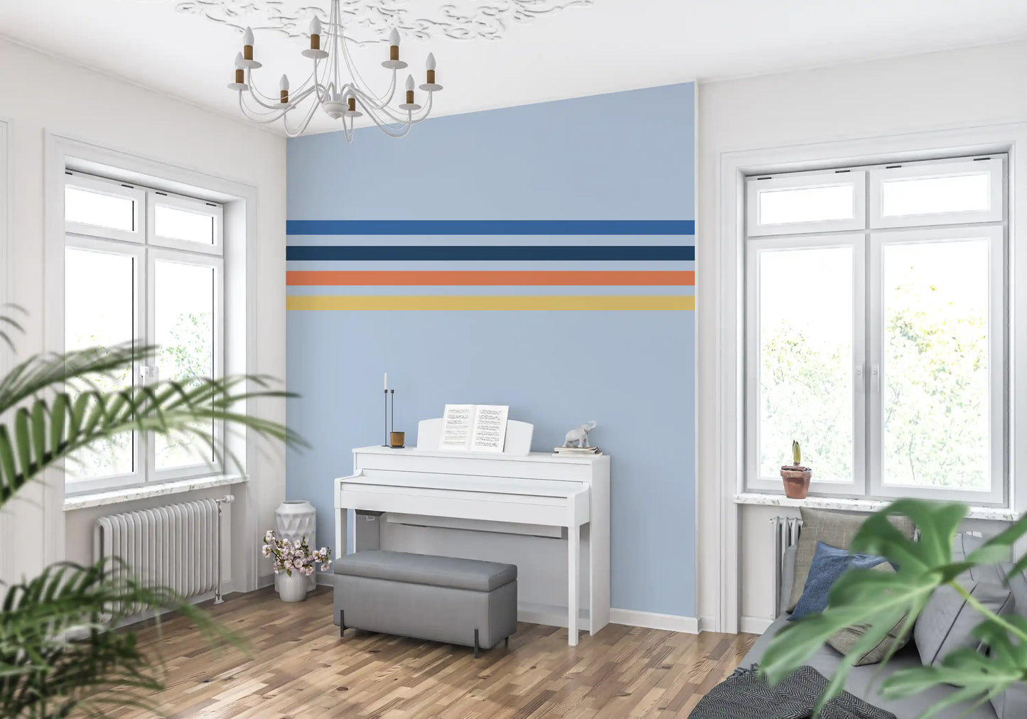 Retro Horizon Stripes Wall Mural