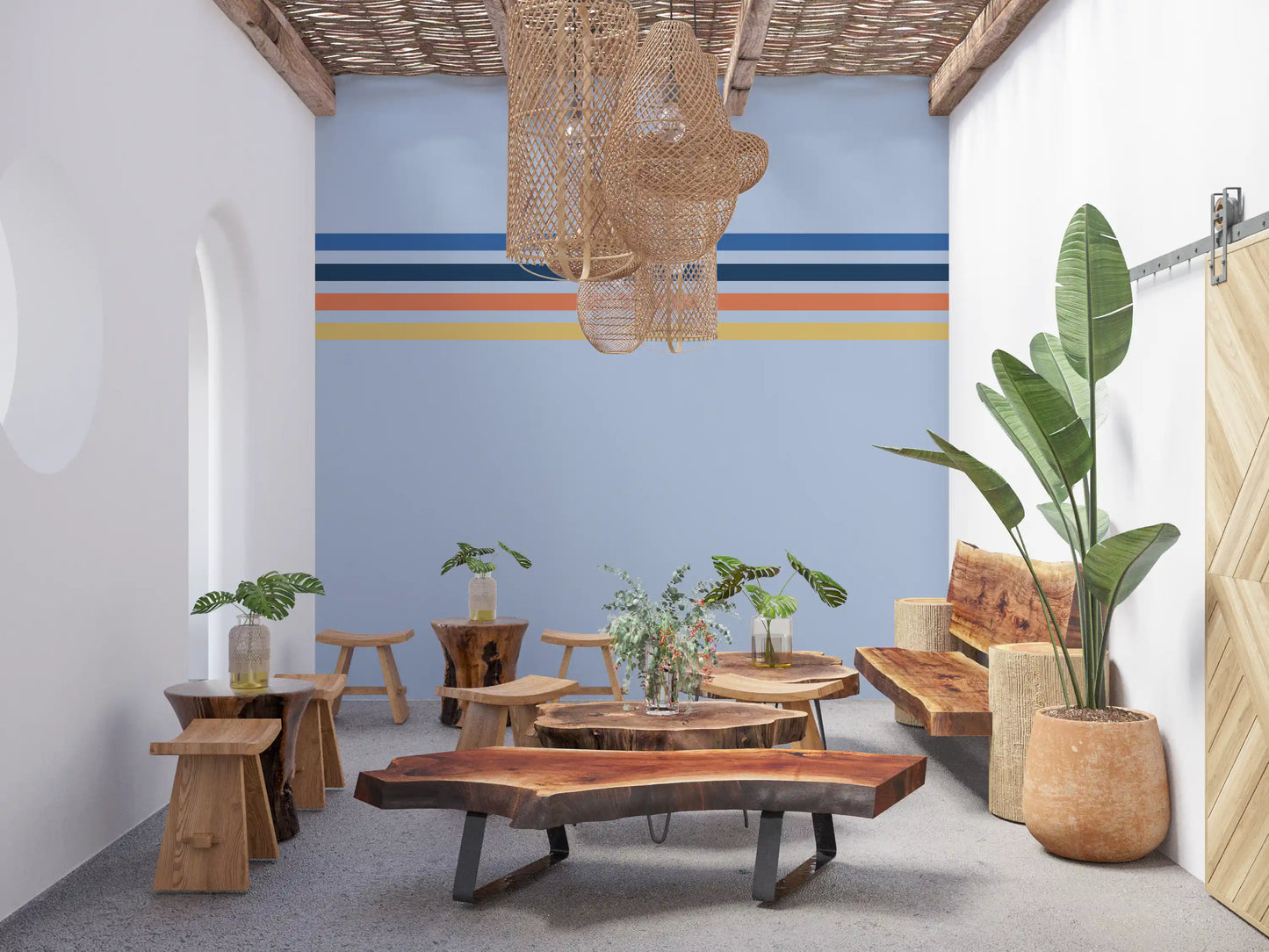 Retro Horizon Stripes Wall Mural