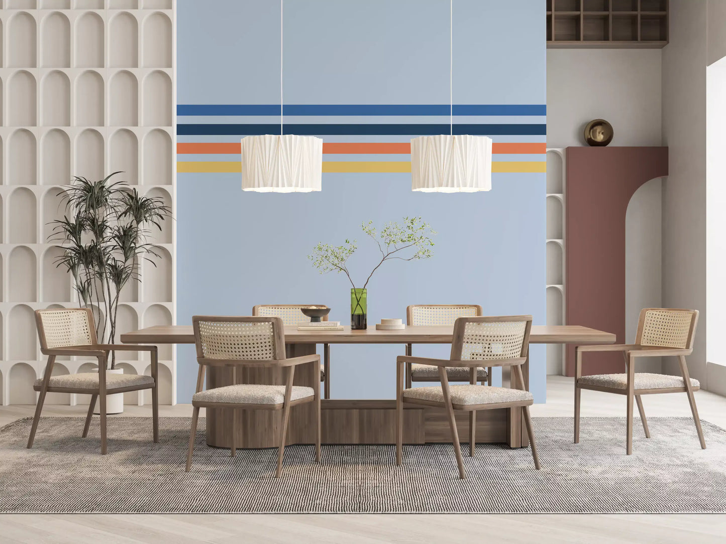 Retro Horizon Stripes Wall Mural
