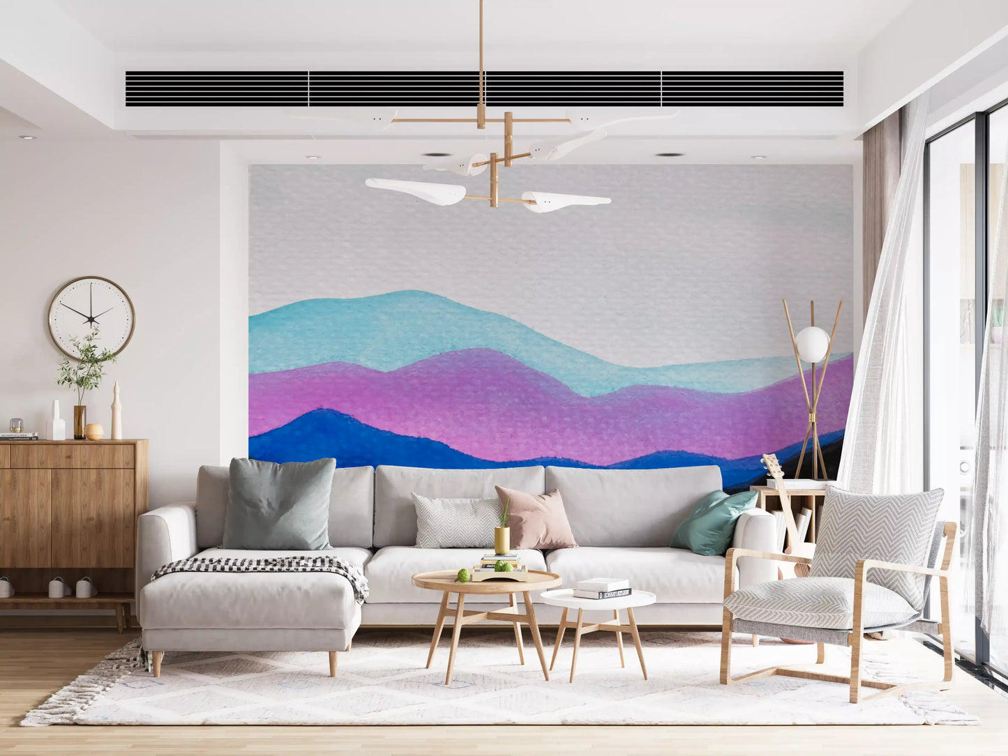 Colorflow Mountain Dream wall mural featuring pink and blue transitions