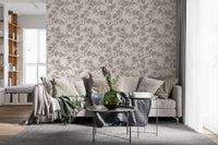 Floral line wallpaper with Cherry Blossom Branches classic composition