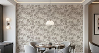 Cherry Blossom Branches wallpaper with off white background and florals