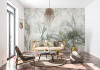 Neutral tone wall mural with Soft Neutral Botanical botanical details