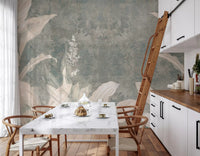 Nature-inspired wall mural featuring Misty Forest Landscape soft foliage