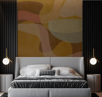Bedroom wall featuring Earthen Waves Abstract wall mural with soft curves