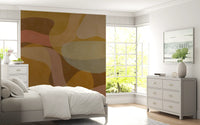 Subtle abstract wall mural with Earthen Waves calm earthy textures