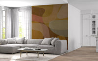 Earthen Waves Abstract wall mural showing warm tones and fluid design