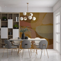 Abstract wall mural featuring Earthen Waves with layered organic forms