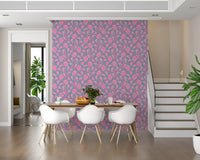 Pink floral wallpaper showing Ophelia Boho Blossoms flowing pattern
