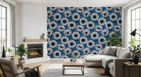 Botanical floral wallpaper featuring White Anemone Garden detailed petals