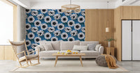 Modern botanical wallpaper featuring White Anemone Garden composition