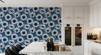 White Anemone Garden wallpaper with structured stems and large flowers