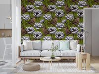 White flowers in Wrens in the White Anemone Garden wallpaper