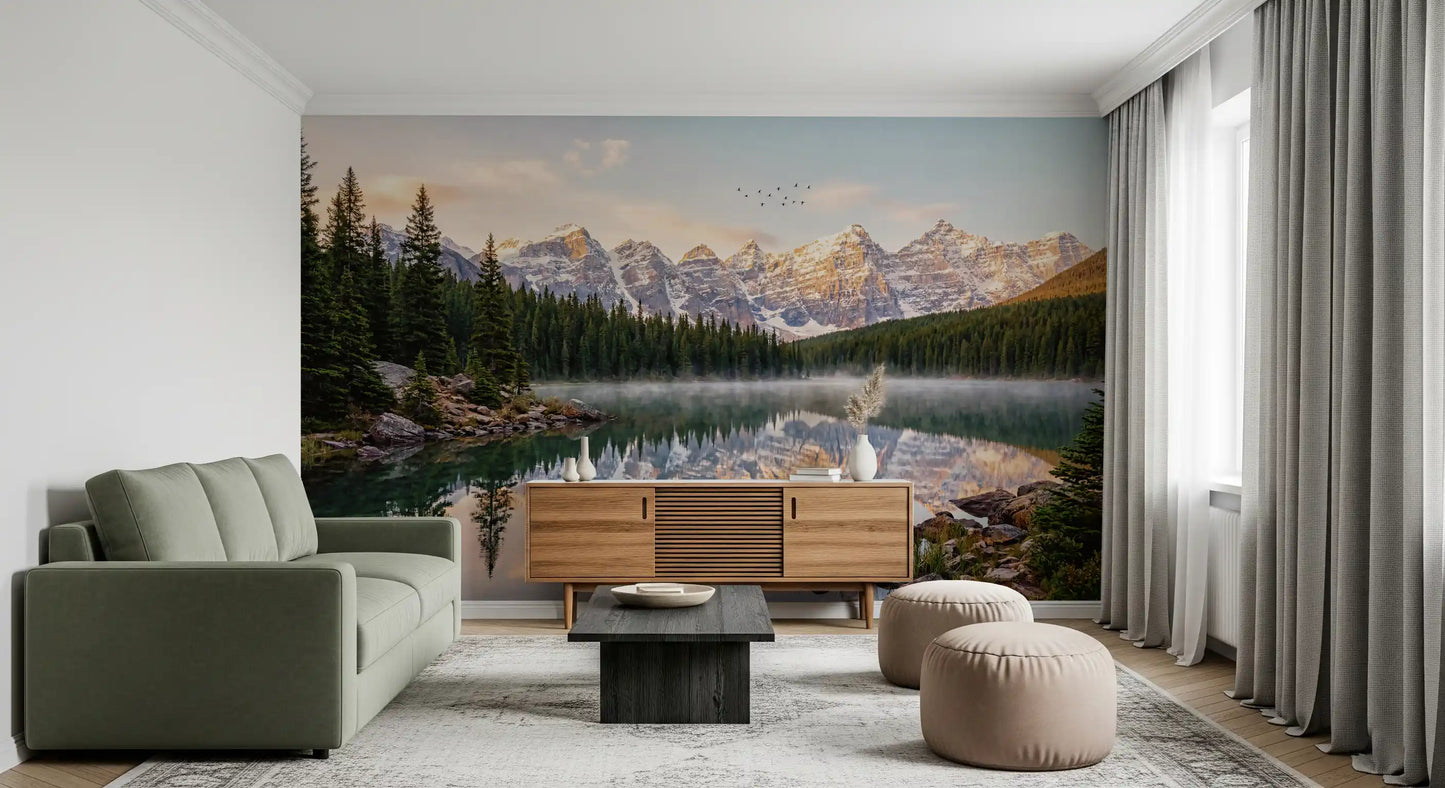 Alpine Dawn Reflection Wall Mural