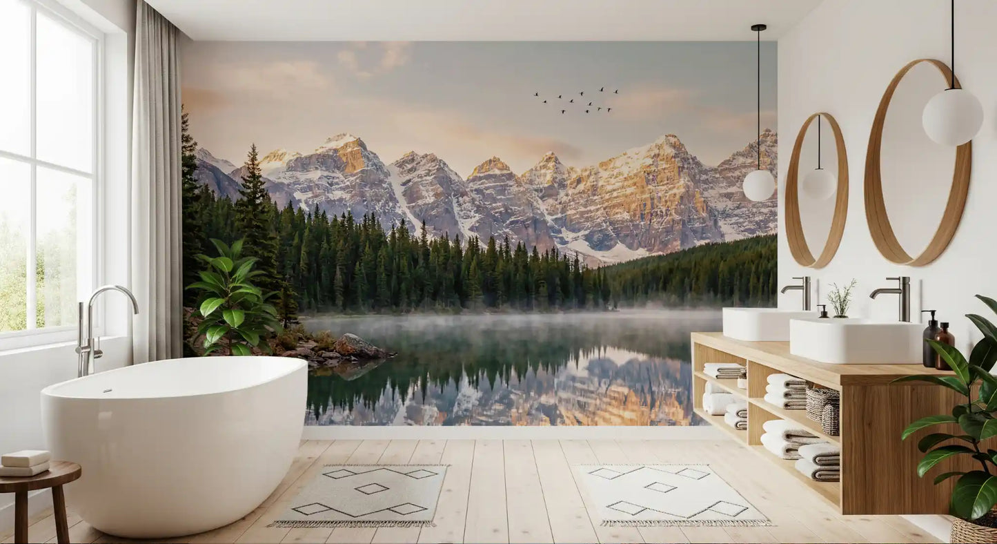 Alpine Dawn Reflection Wall Mural