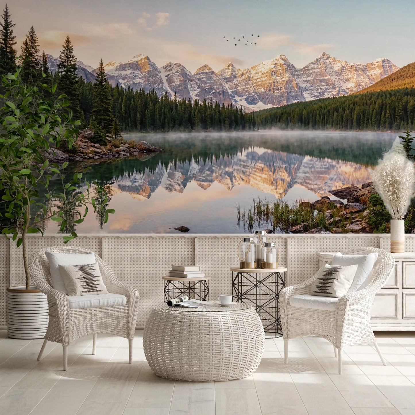 Alpine Dawn Reflection Wall Mural