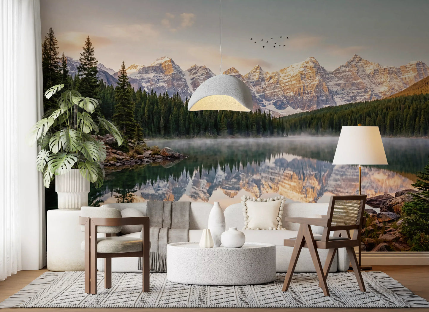 Alpine Dawn Reflection Wall Mural