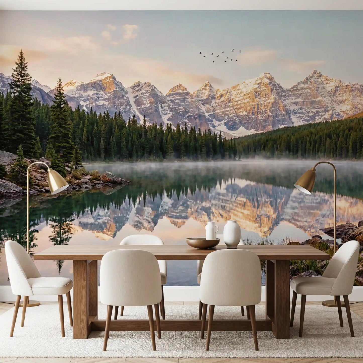 Alpine Dawn Reflection Wall Mural