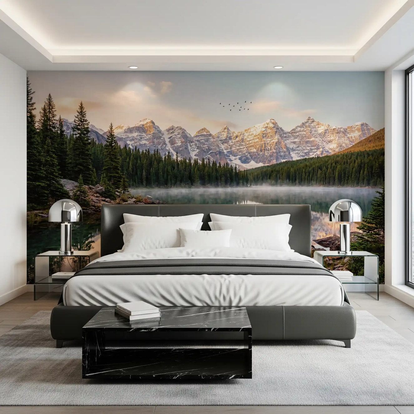 Alpine Dawn Reflection Wall Mural