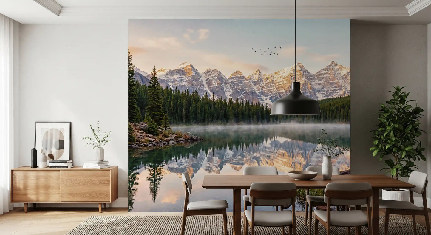 Alpine Dawn Reflection Wall Mural
