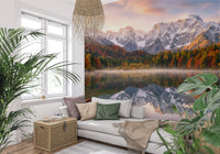 Scenic lake wall mural with Alpine Autumn Reflection with Deer mountain peaks