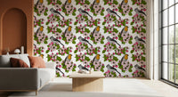 Hallway space using Birds and Blossoms on White wallpaper nature layout
