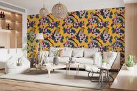 Nature wallpaper with Birds and Blossoms on Yellow bird illustration