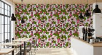 Apple Blossom on White wallpaper showing layered flowers and leaves