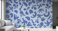 Soft blue Wall Mural with organic shapes and flowing visual rhythm