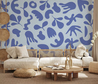 Office room with Serene Organic mural and rounded abstract design
