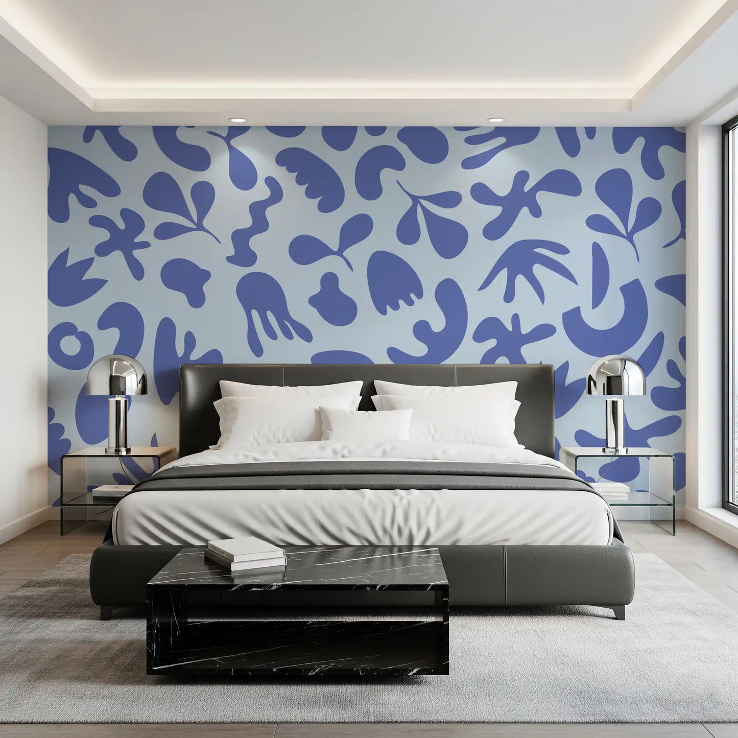 Decorative Organic Flow wall mural in a calm blue layout